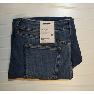 Sonoma Vintage Style Womens 12 High Rise Straight Leg Mom Jeans Med Wash NWT